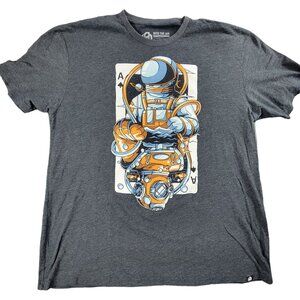 Into the AM Mens 2XL Gray Ace Astronaut Short Sleeve T Shirt Casual Street Wear